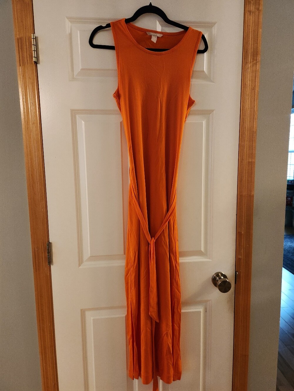 Banana Republic Bright Orange Sleeveless Maxi with Waist Tie